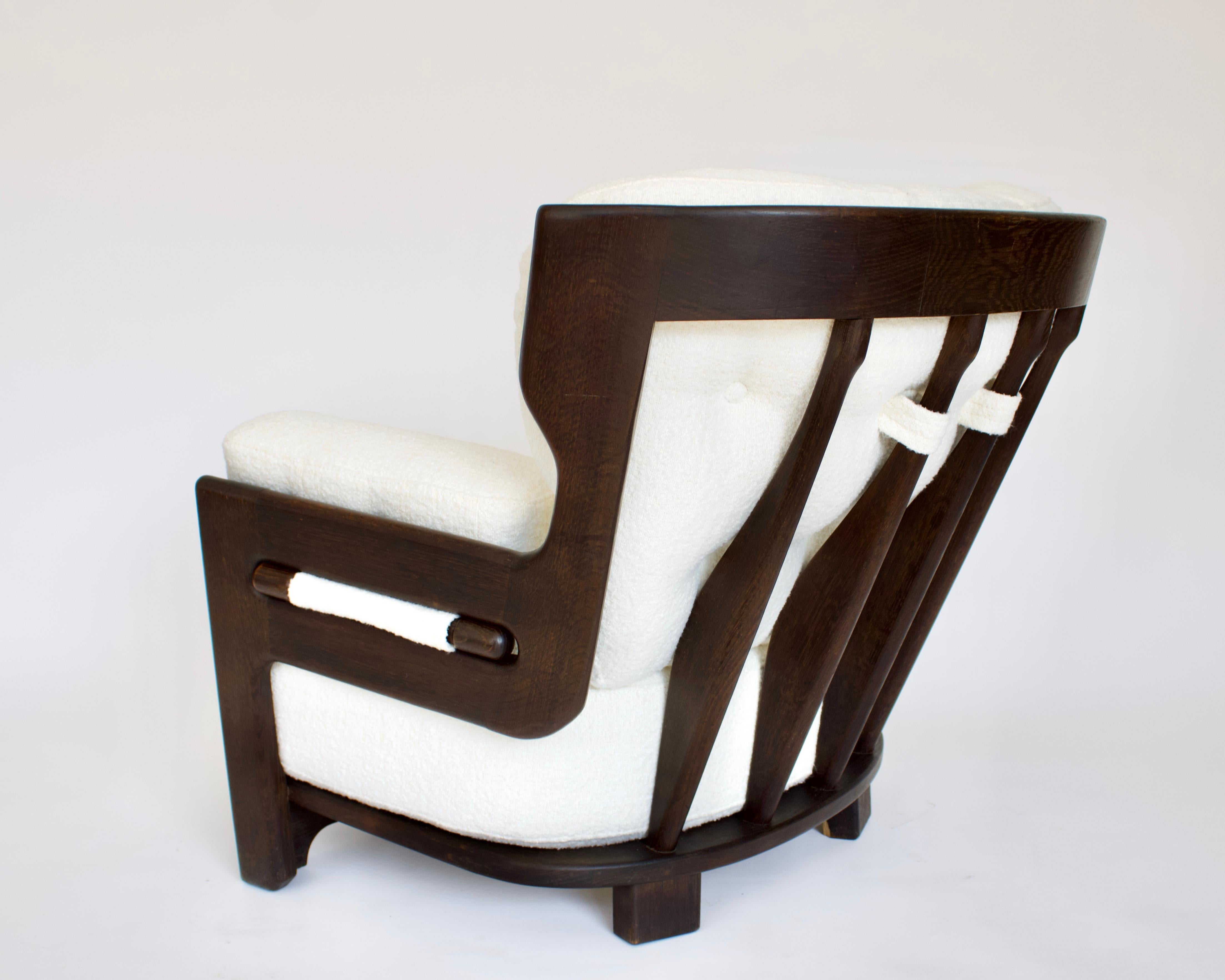 Mid-20th Century Guillerme et Chambron Denis Model Stained Espresso French Oak Lounge Chair
