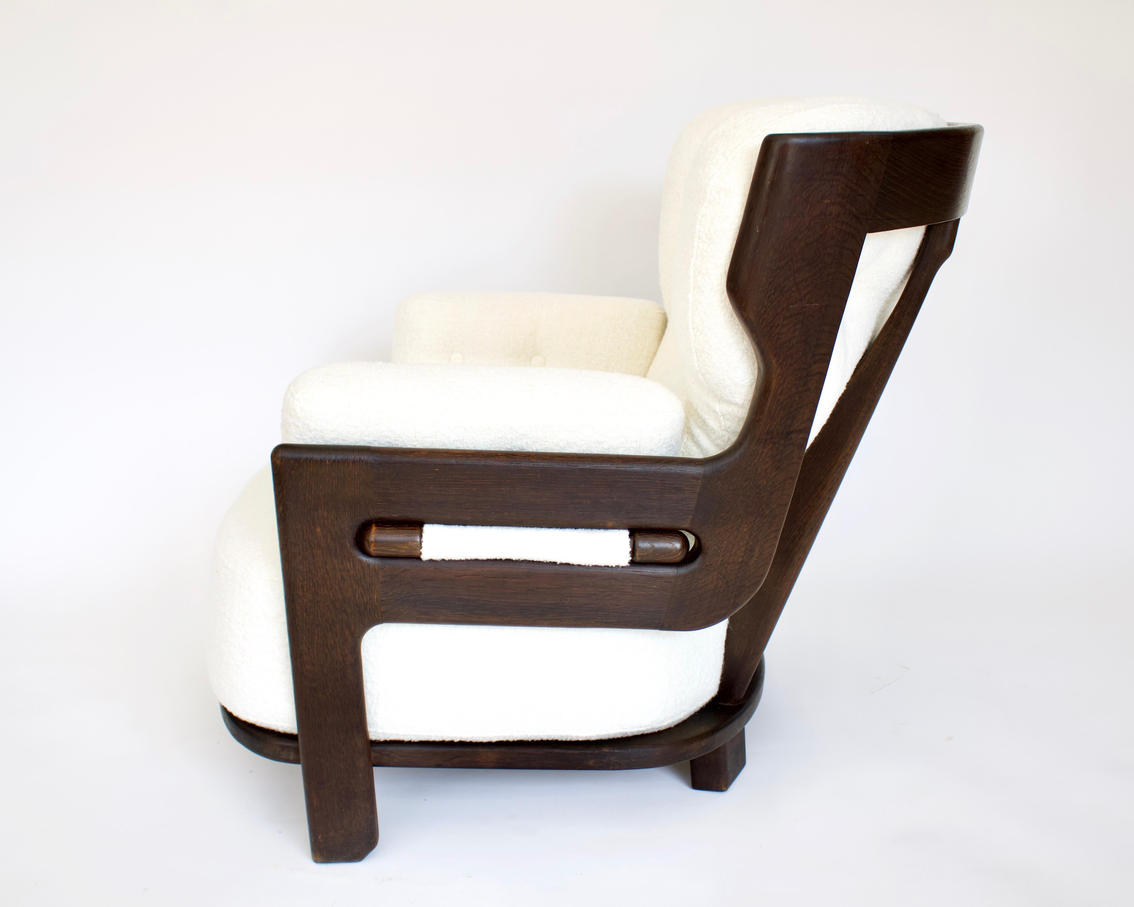 Upholstery Guillerme et Chambron Denis Model Stained Espresso French Oak Lounge Chair
