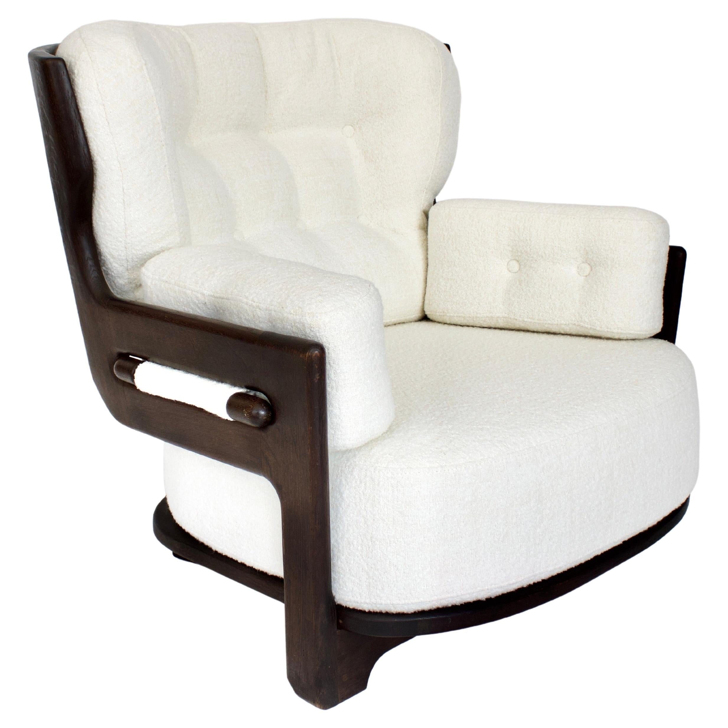 Guillerme et Chambron Denis Model Stained Espresso French Oak Lounge Chair