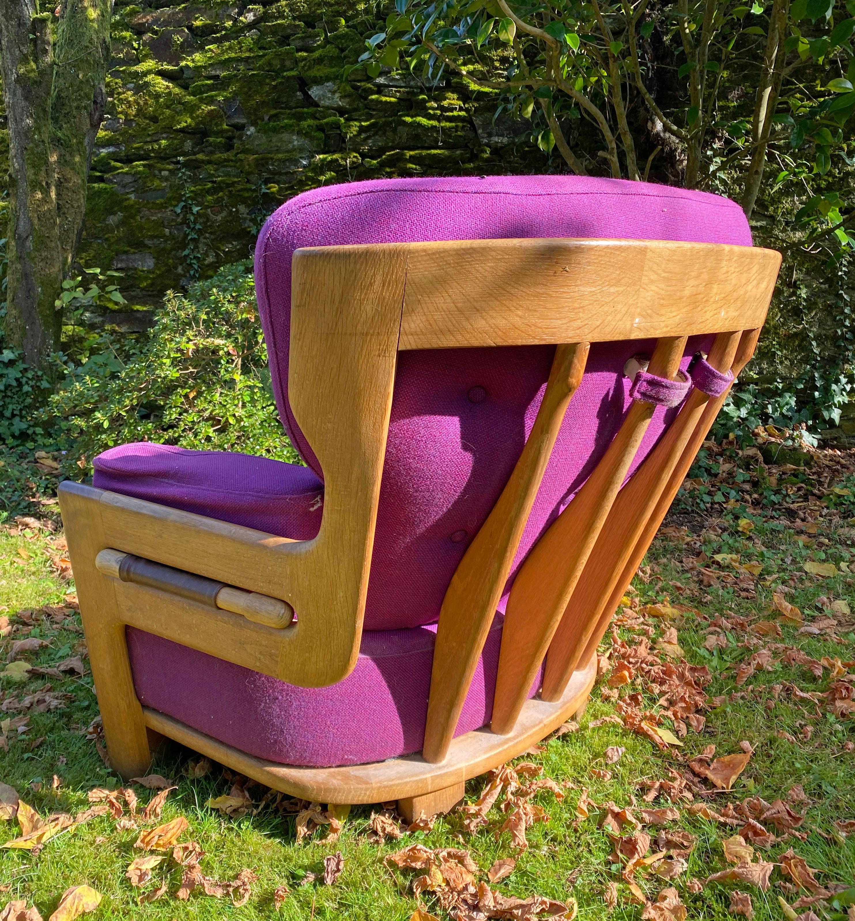 Mid-Century Modern Guillerme et Chambron, Fauteuil en Oak 