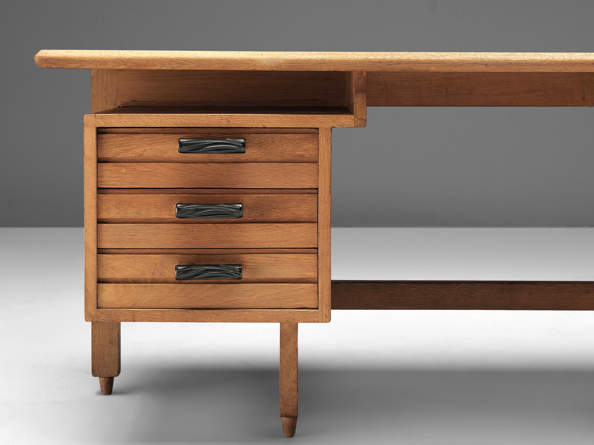 Guillerme et Chambron Desk with Drawers in Solid Oak 2