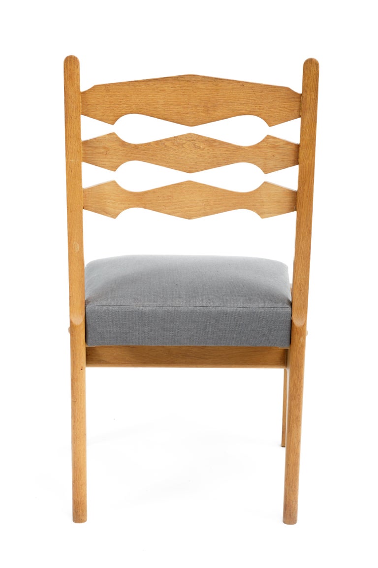 Set of Oak Upholstered Dining Chairs by Guillerme et Chambron, France, c. 1970s For Sale 2
