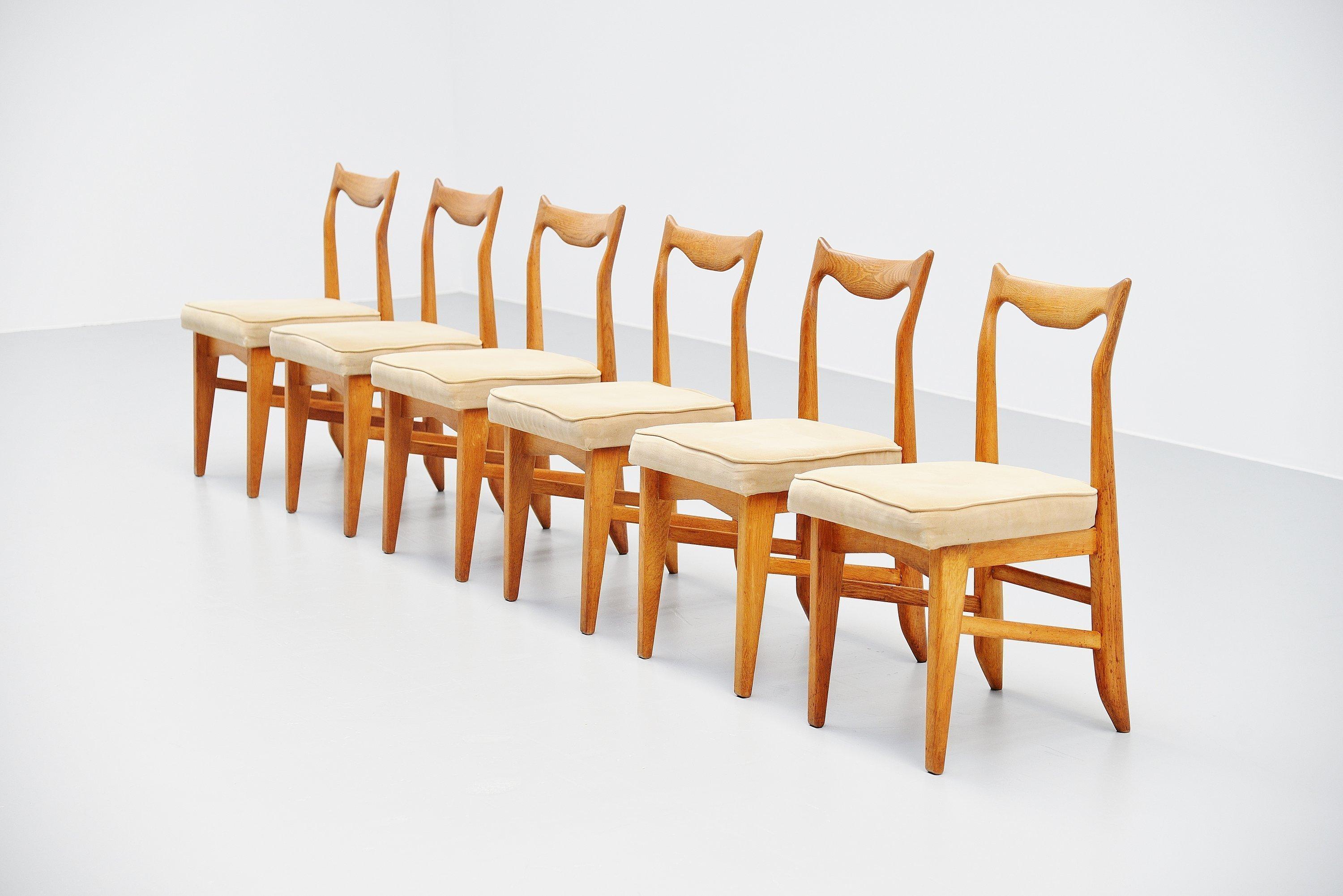 Mid-Century Modern Guillerme et Chambron Dining Chairs, France, 1965