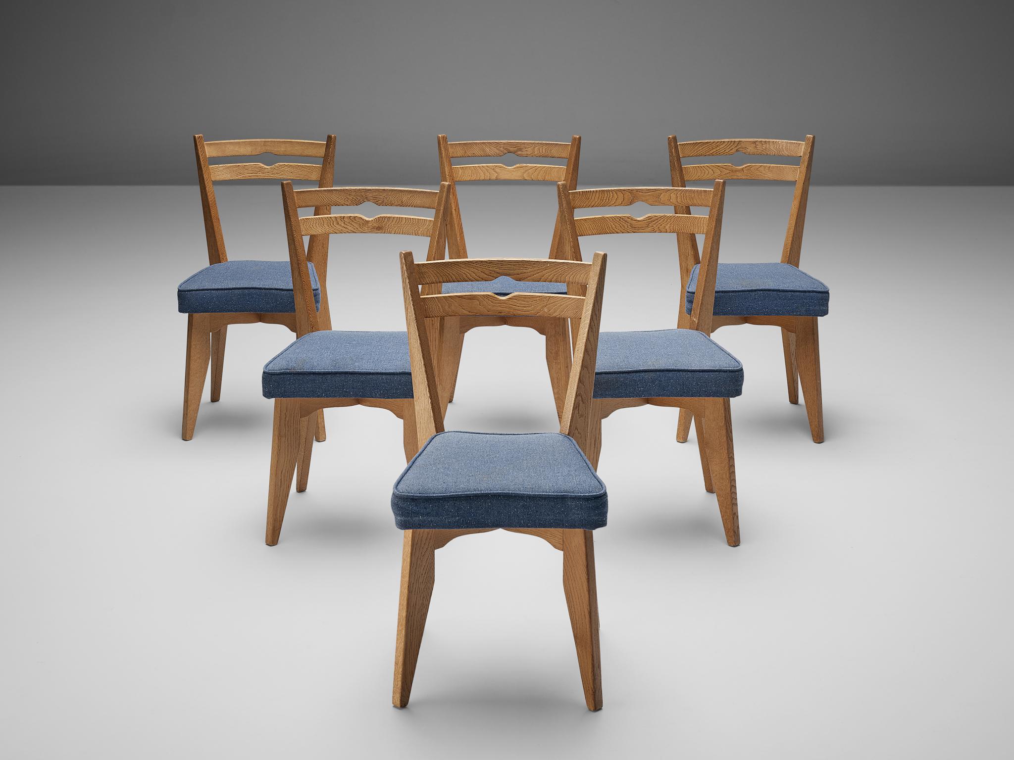 Mid-Century Modern Guillerme et Chambron Dining Chairs in Oak