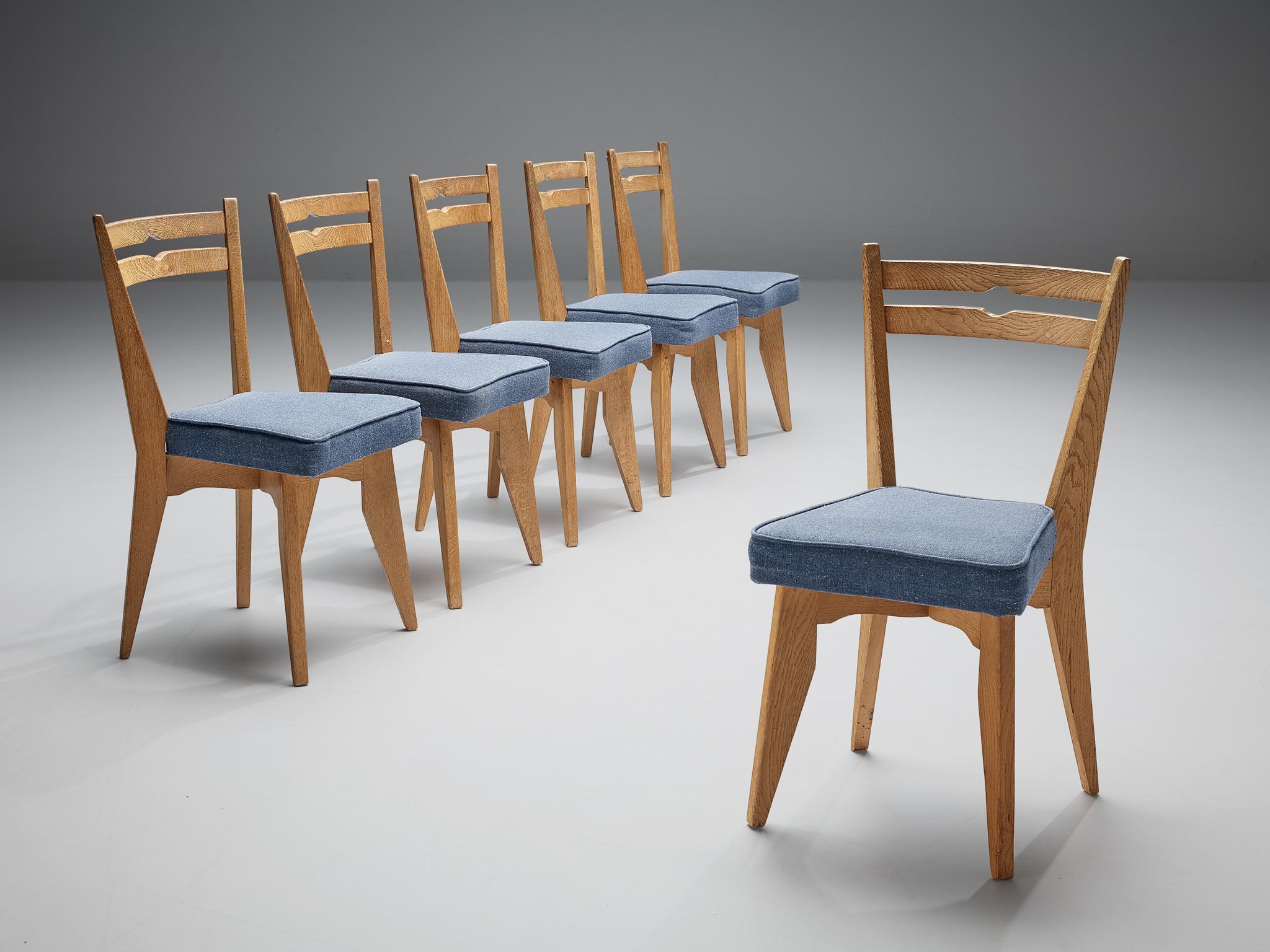 Mid-20th Century Guillerme et Chambron Dining Chairs in Oak