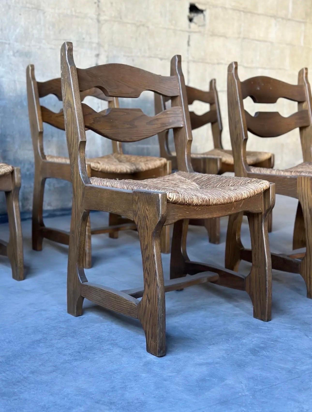 Mid-20th Century Guillerme Et Chambron Dining Chairs, Set of 6 For Sale