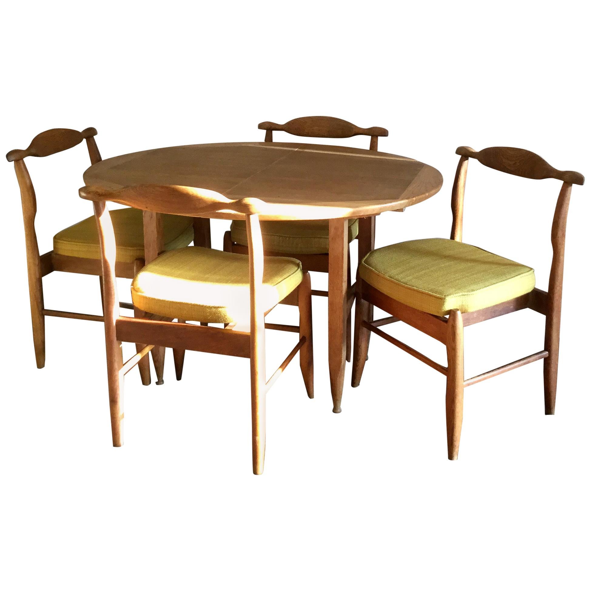 Guillerme et Chambron Dining Table and 4 Chairs "Fumay" France 1960s