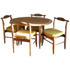 Guillerme et Chambron Dining Table and 4 Chairs "Fumay" France 1960s