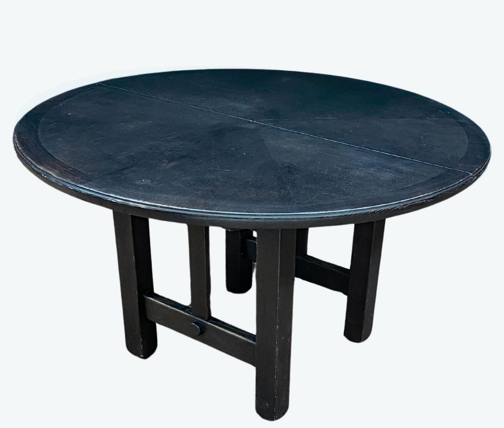  Guillerme et Chambron dining table in blackened oak, Edition Votre Maison circa