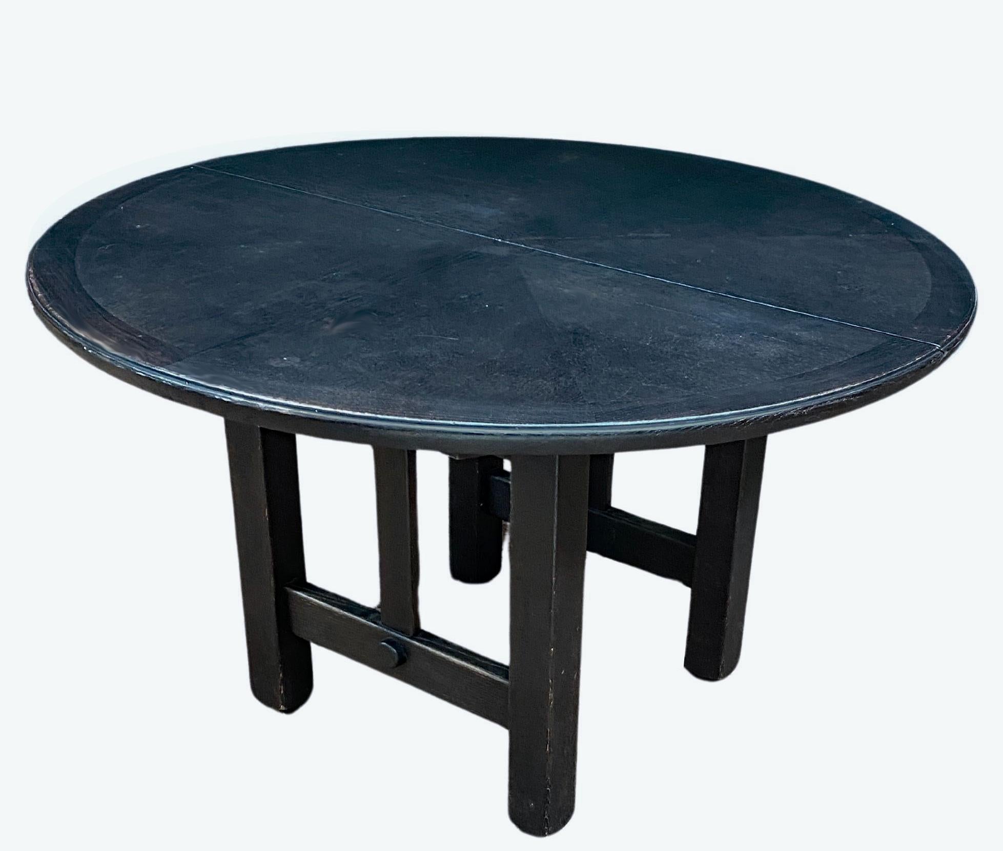 Guillerme et Chambron dining table in blackened oak, Edition Votre Maison circa