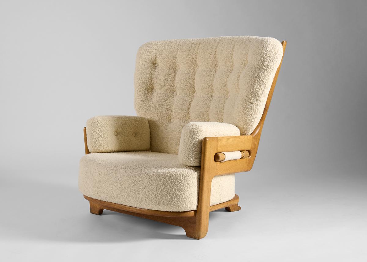 Mid-Century Modern Guillerme et Chambron, fauteuil Dominique surdimensionné, France, milieu du siècle dernier en vente