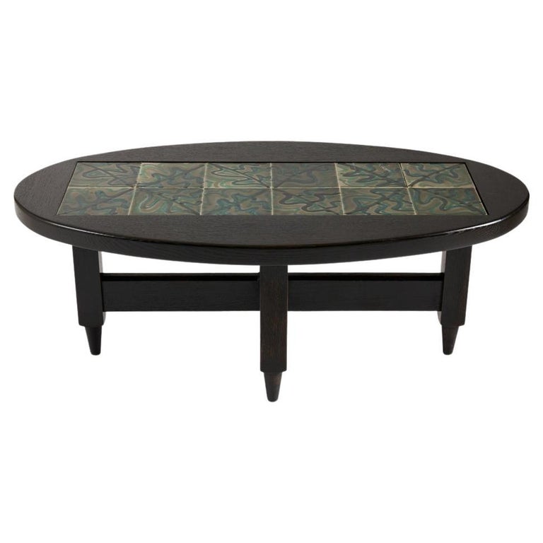 Guillerme et Chambron, Ebonised Tiletopped Coffee Table, France For