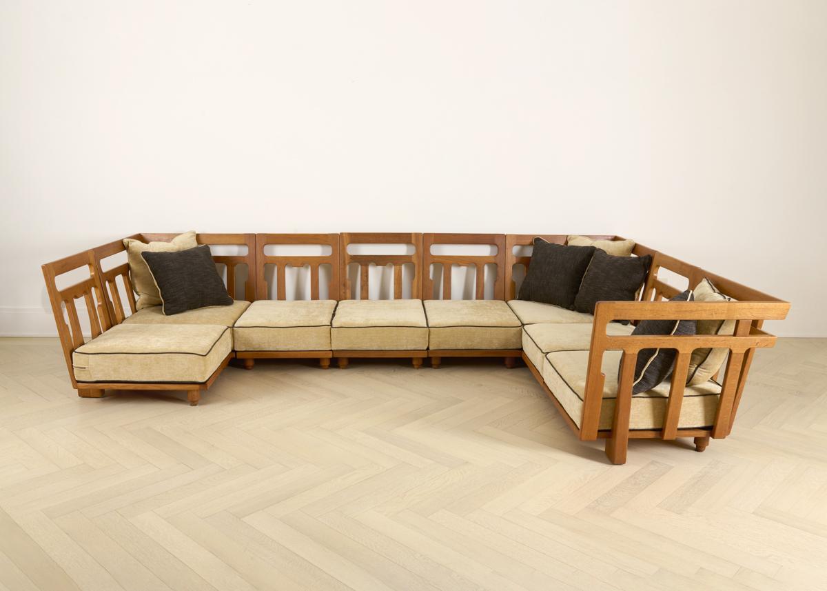 Mid-Century moderno Guillerme et Chambron, Elmyre, Divano componibile in 14 pezzi, metà secolo, Francia in vendita