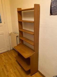 Guillerme et Chambron, Étagère, Oak Bookcase, Edition "Votre Maison", circa 1960