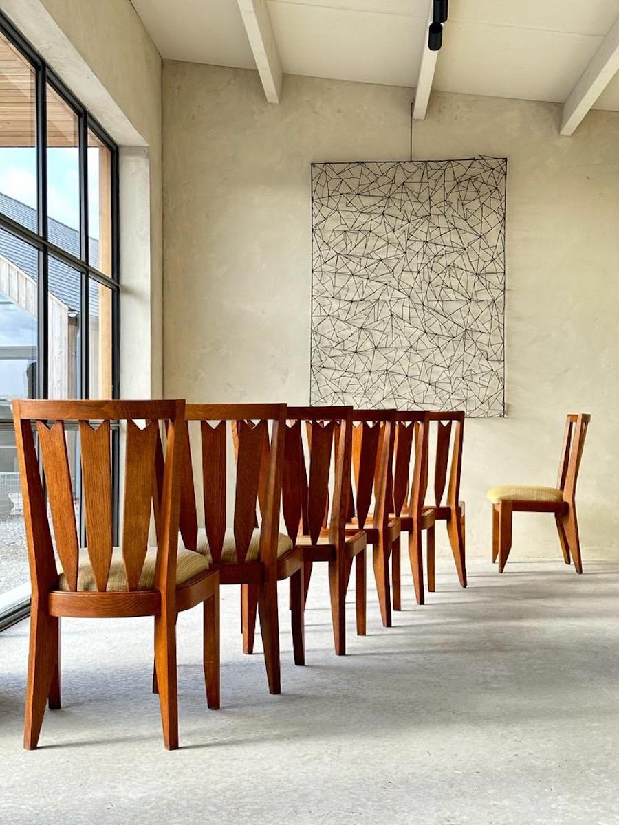 Guillerme et Chambron Exceptional Set of Eight Dining Chairs, France, 1960s 1