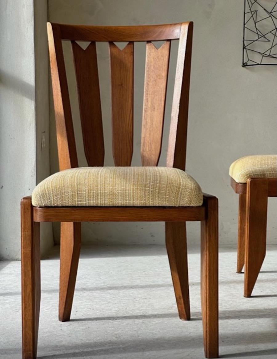 Guillerme et Chambron Exceptional Set of Eight Dining Chairs, France, 1960s 2