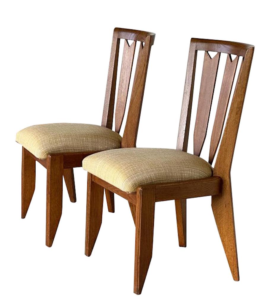 French Guillerme et Chambron Exceptional Set of Six Dining Chairs, France, 1960s