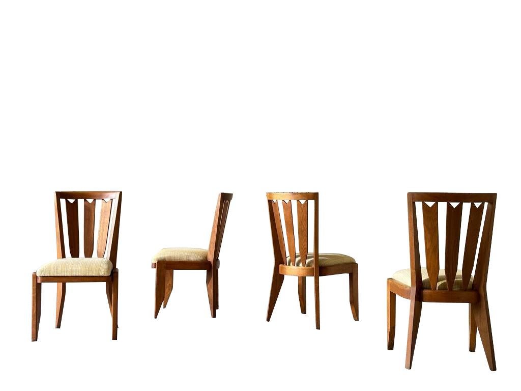 Mid-20th Century Guillerme et Chambron Exceptional Set of Six Dining Chairs, France, 1960s