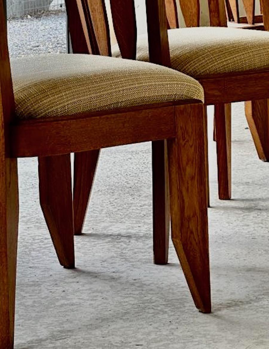 Oak Guillerme et Chambron Exceptional Set of Six Dining Chairs, France, 1960s