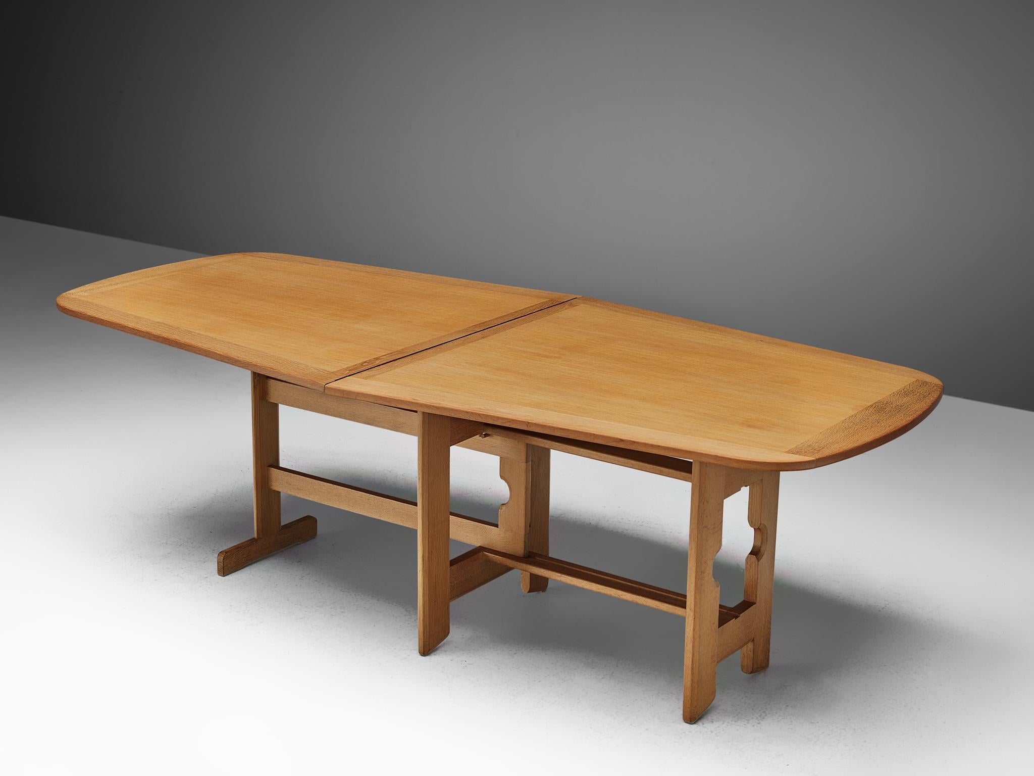 Mid-Century Modern Guillerme et Chambron Extendable Dining Table in Oak