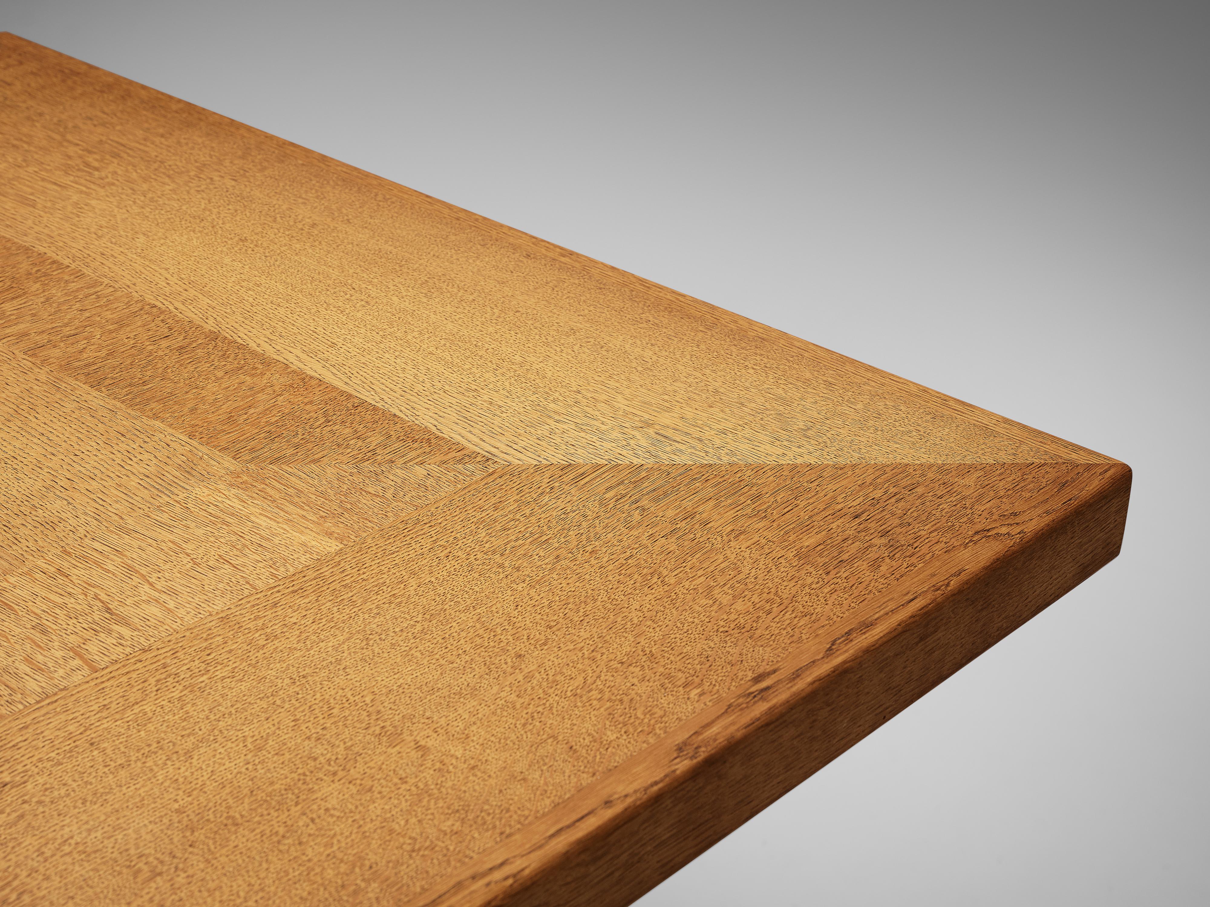 Mid-Century Modern Guillerme et Chambron Extendable Dining Table in Oak