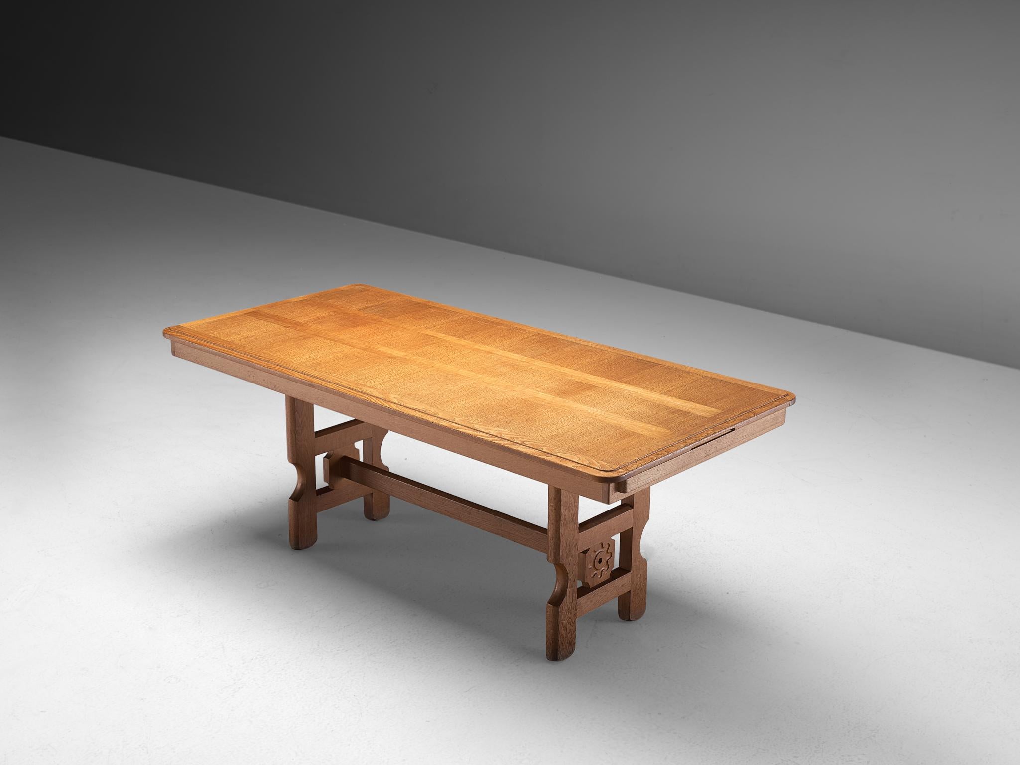 French Guillerme et Chambron Extendable Dining Table in Oak