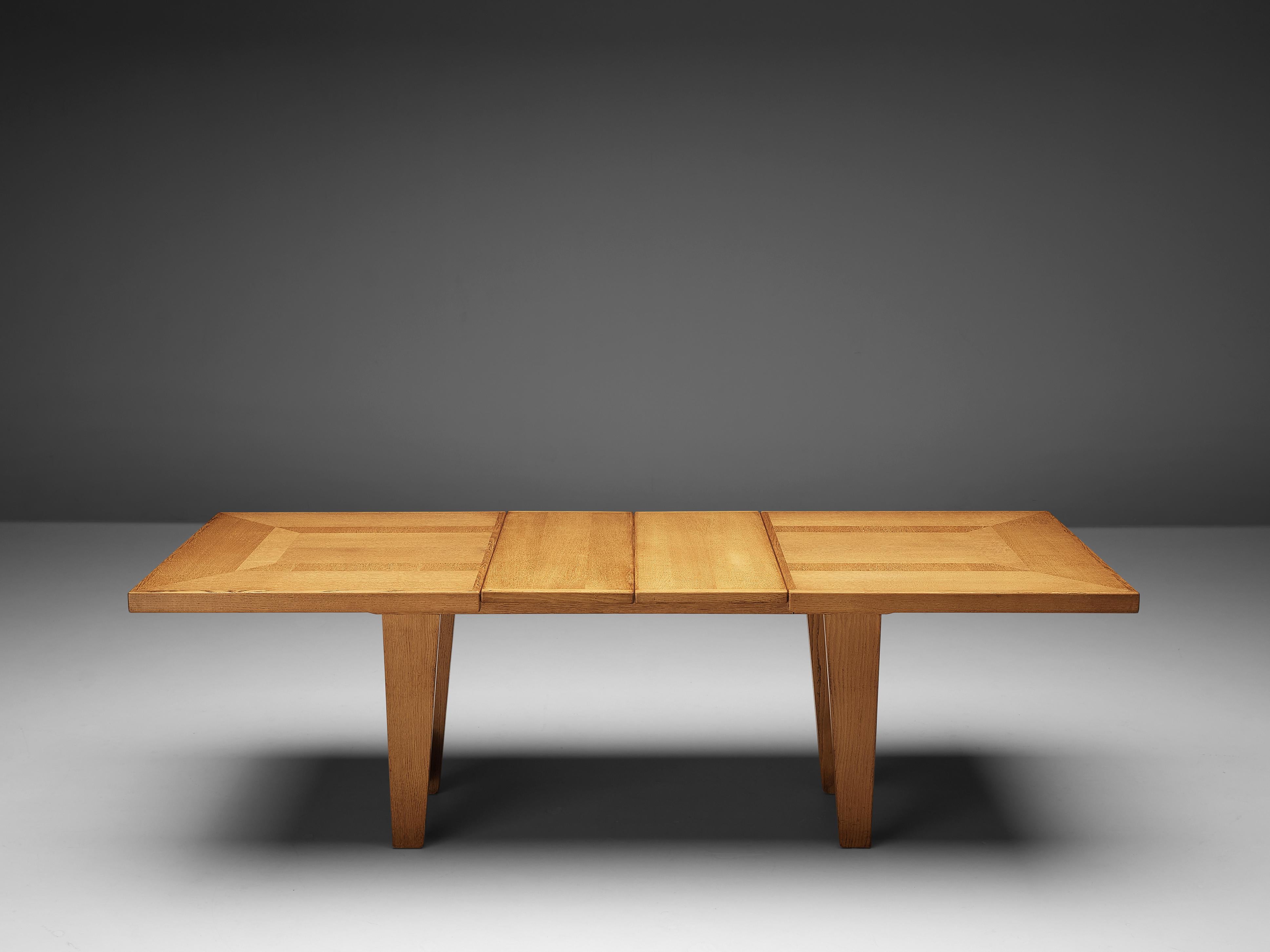 European Guillerme et Chambron Extendable Dining Table in Oak