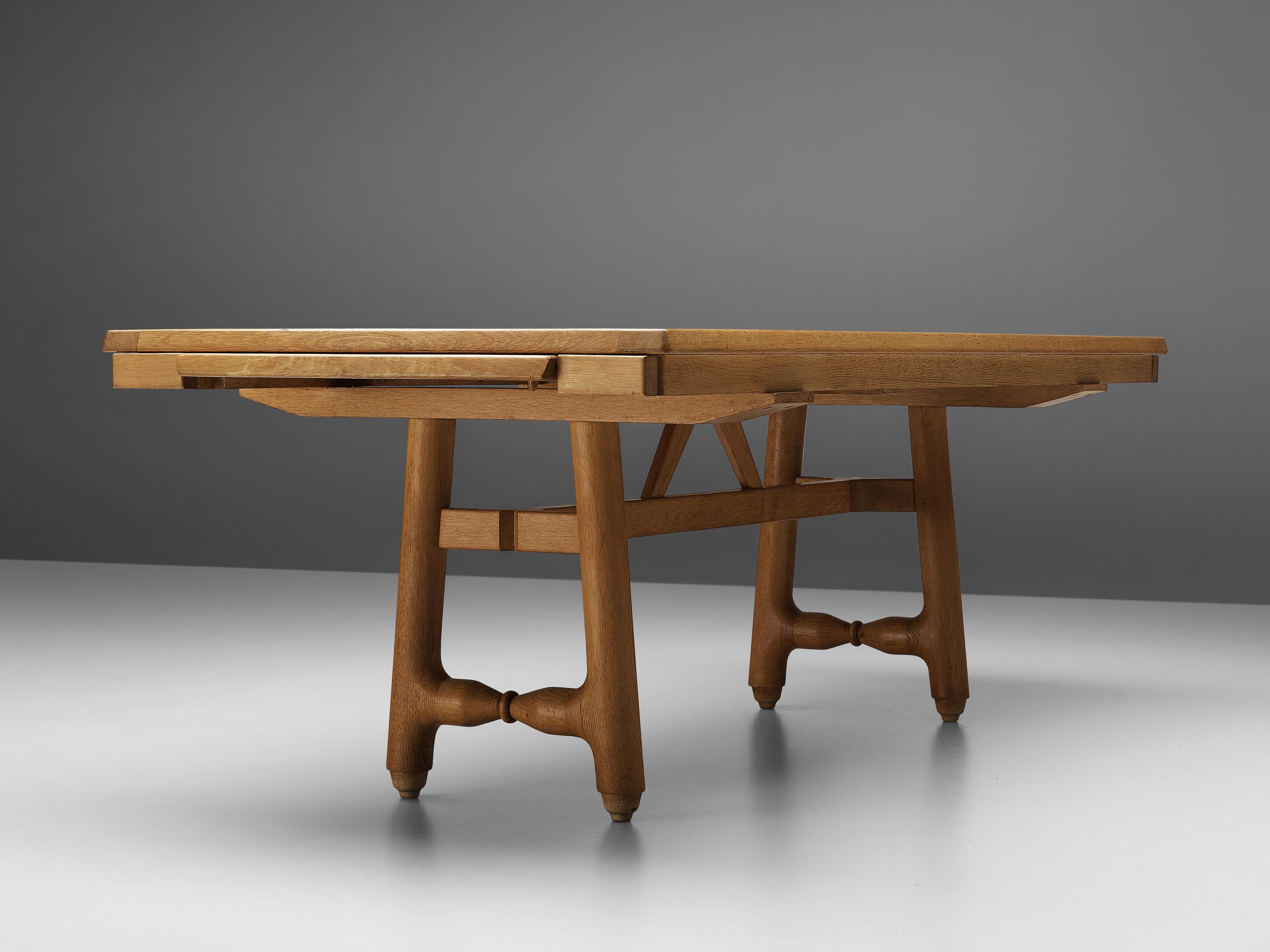 European Guillerme et Chambron Extendable Dining Table in Oak