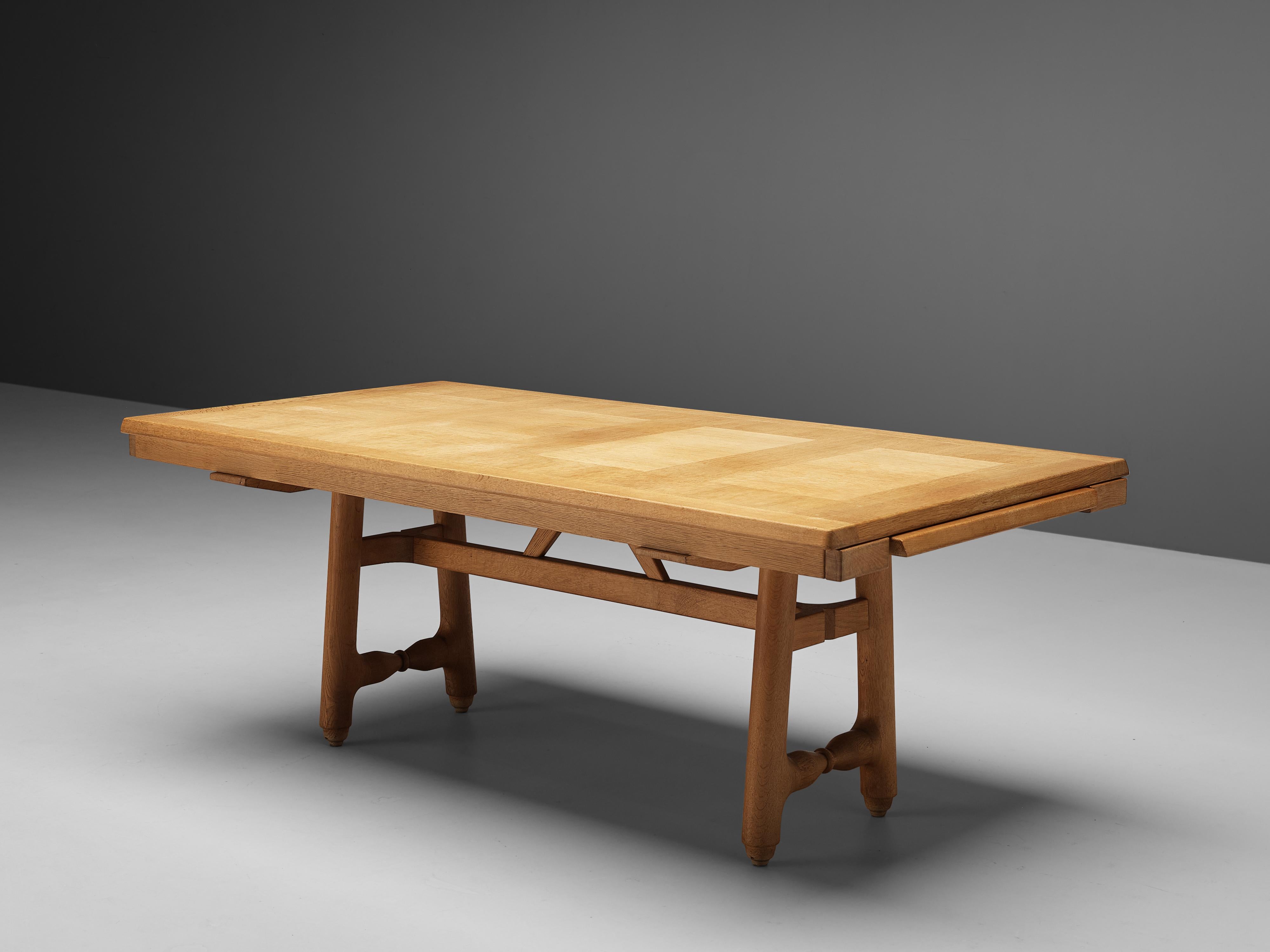 20th Century Guillerme et Chambron Extendable Dining Table in Oak
