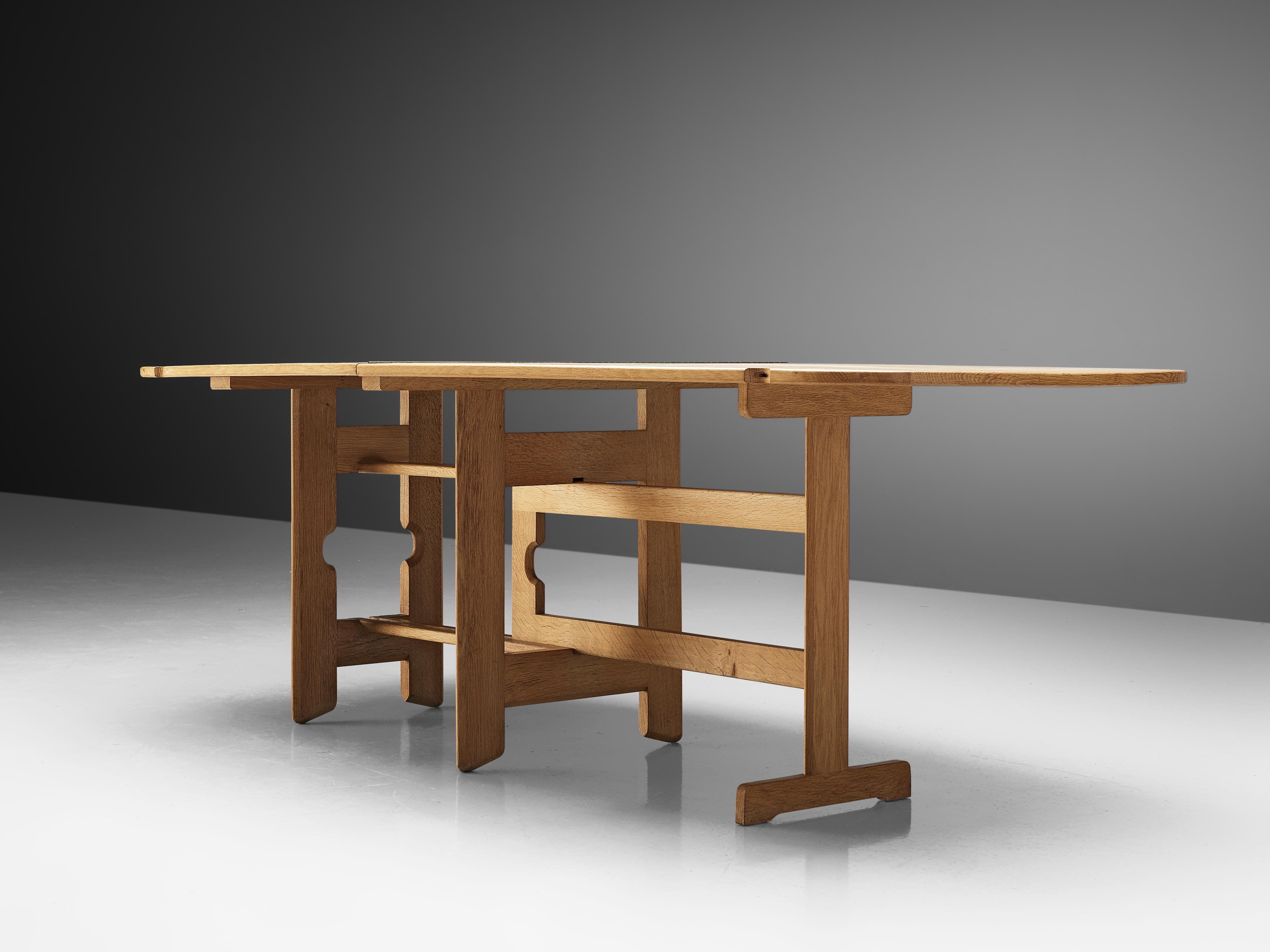 Mid-Century Modern Guillerme et Chambron Extendable Dining Table in Solid Oak