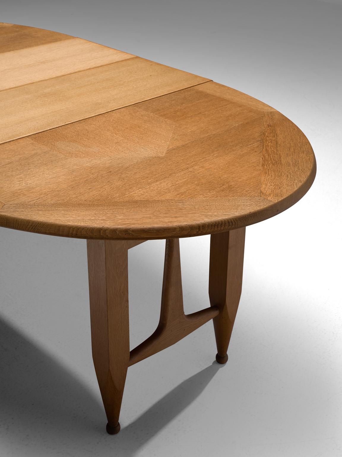 French Guillerme et Chambron Extendable Dining Table in Solid Oak