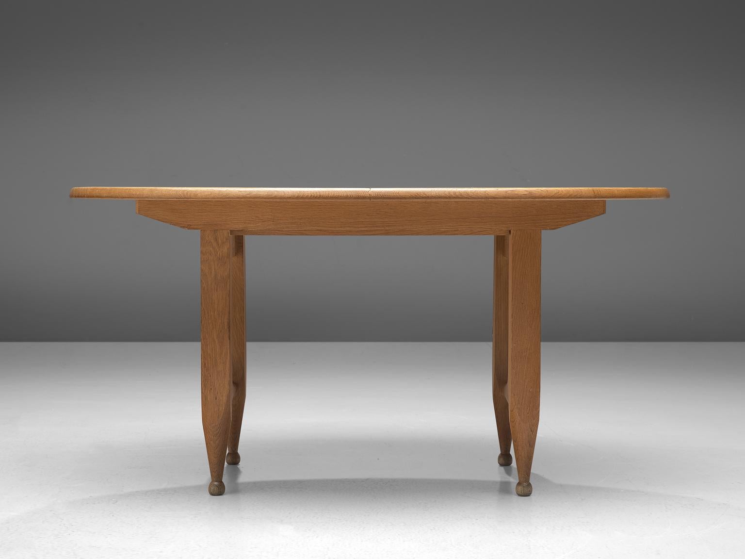 French Guillerme et Chambron Extendable Dining Table in Solid Oak