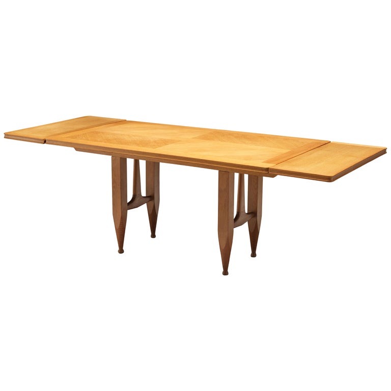 Guillerme et Chambron Extendable Dining Table in Solid Oak For Sale
