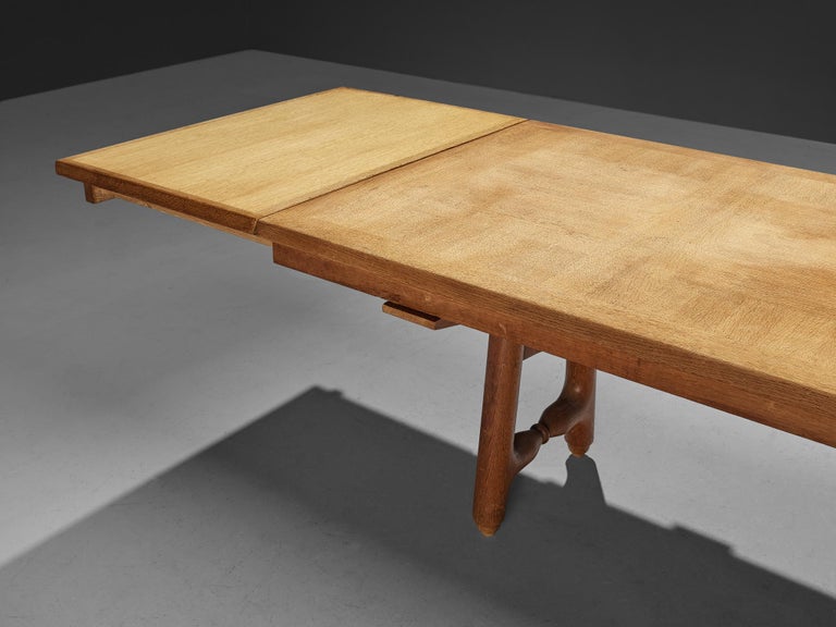 French Guillerme & Chambron Extendable 'Gustave' Dining Table in Oak For Sale