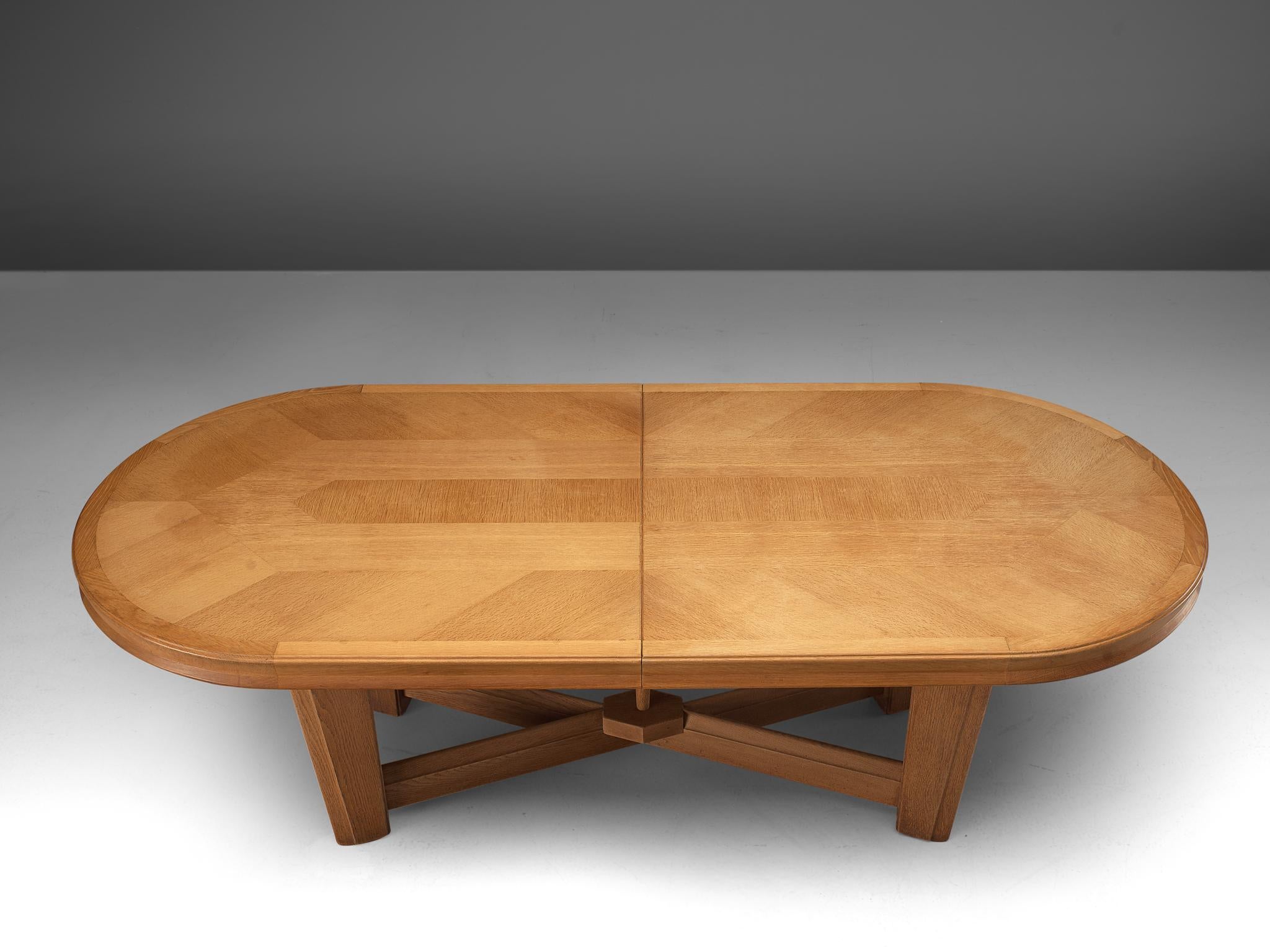 Guillerme et Chambron Extendable Oval Dining Table in Oak 4