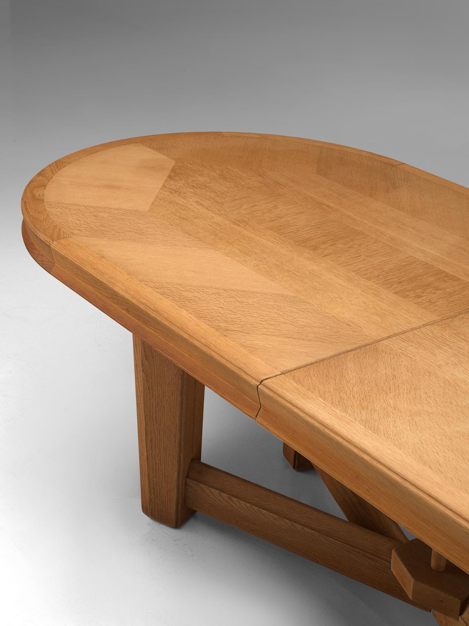 Guillerme et Chambron Extendable Oval Dining Table in Oak 2
