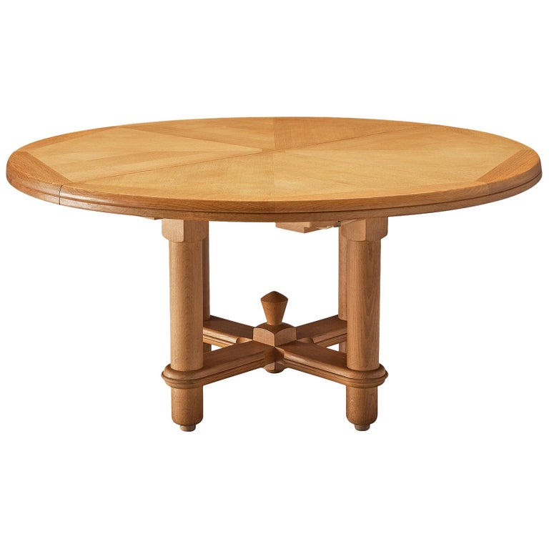 Guillerme et Chambron Extendable Oval Table in Oak For Sale