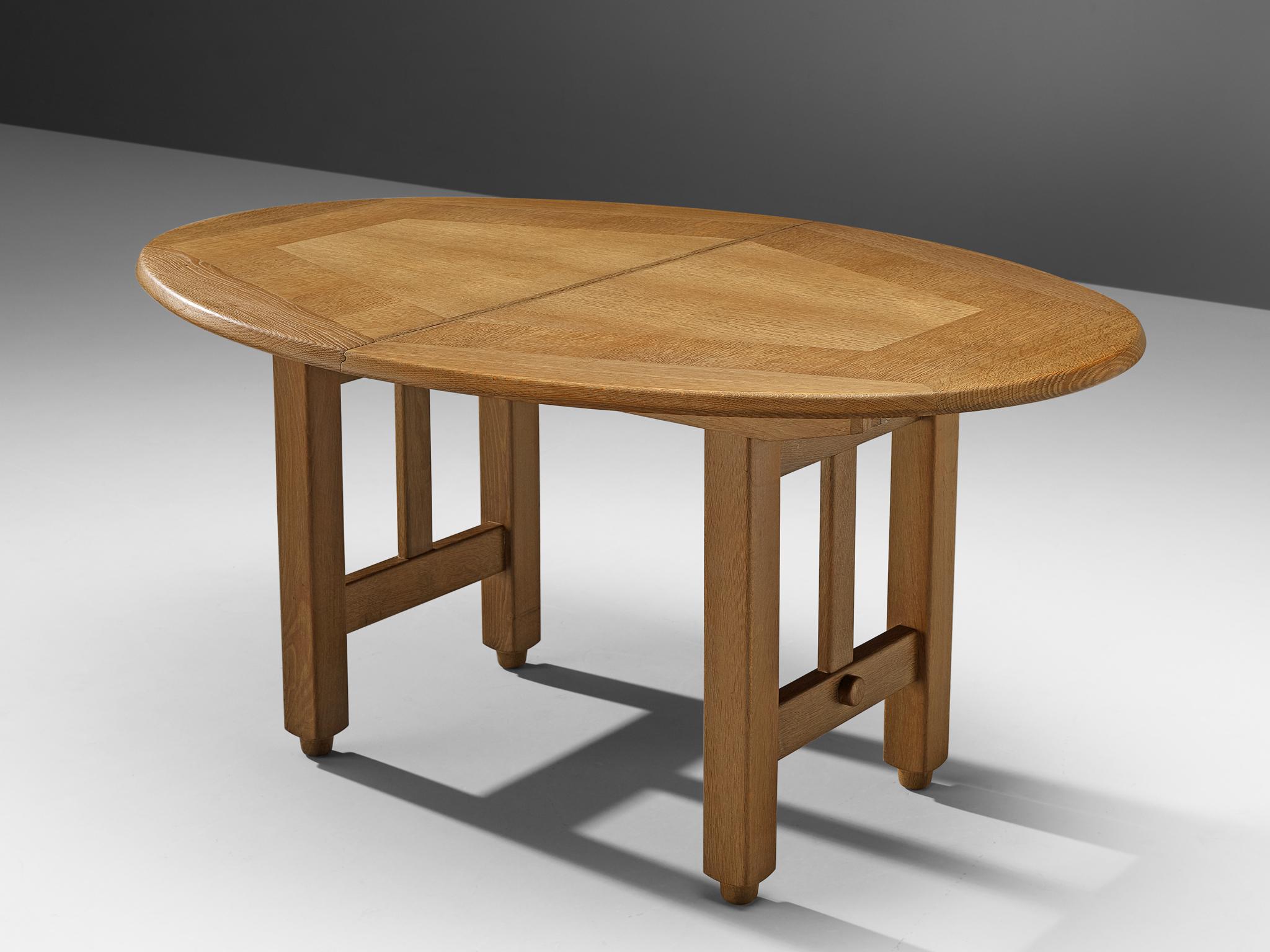 Guillerme et Chambron Extendable Round Dining Table in Oak 2