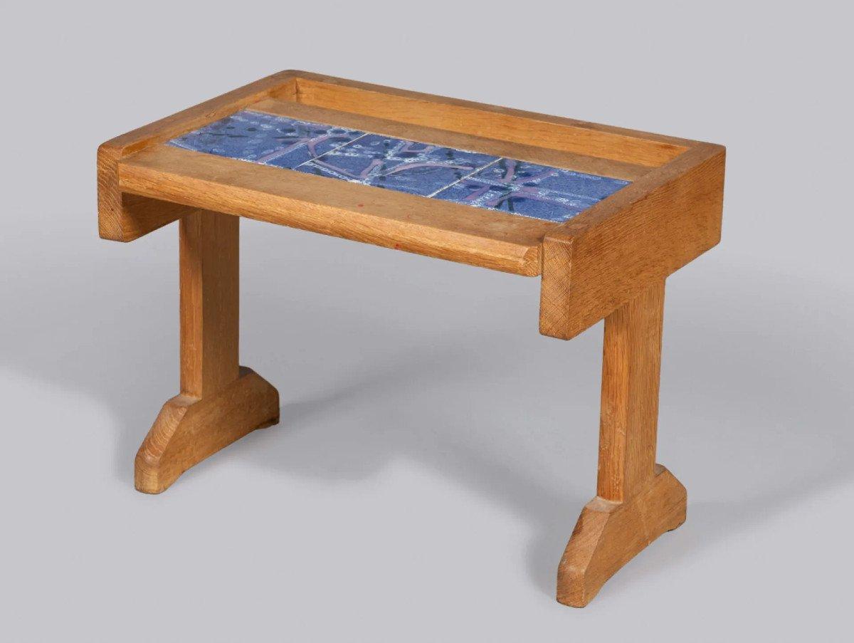 Francese Tavolino Guillerme et Chambron in quercia e ceramica, Votre Maison 1970 in vendita