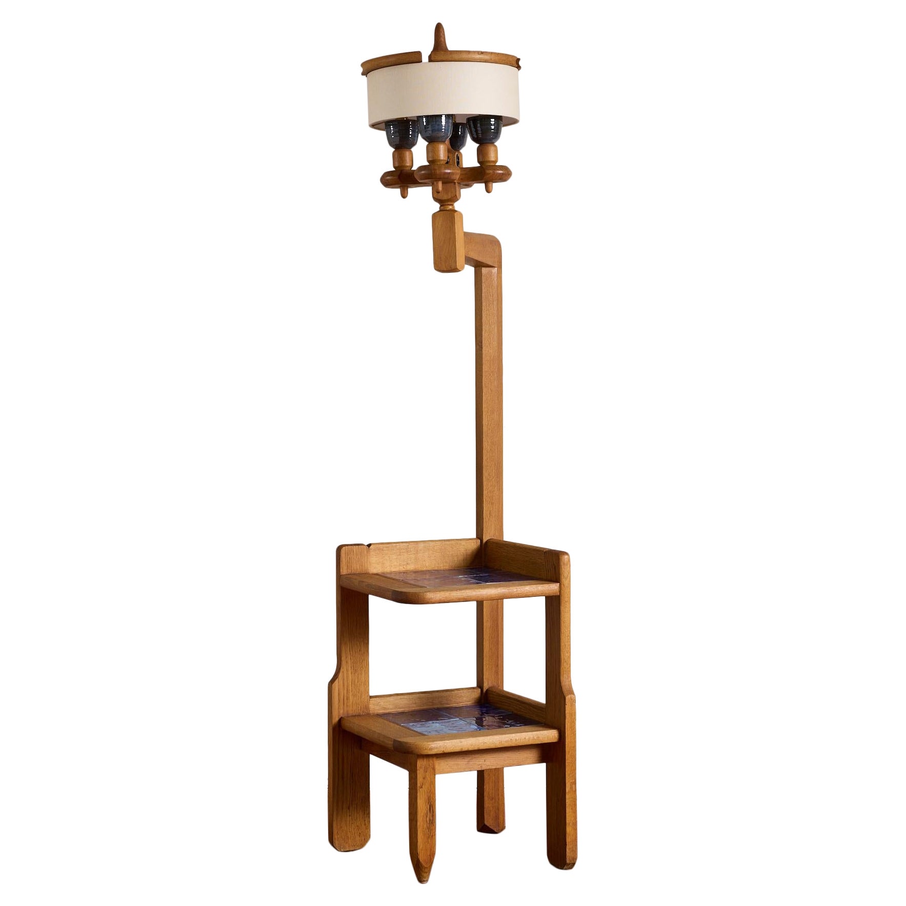 Guillerme et Chambron Floor Lamp with Ceramic Tile Shelves