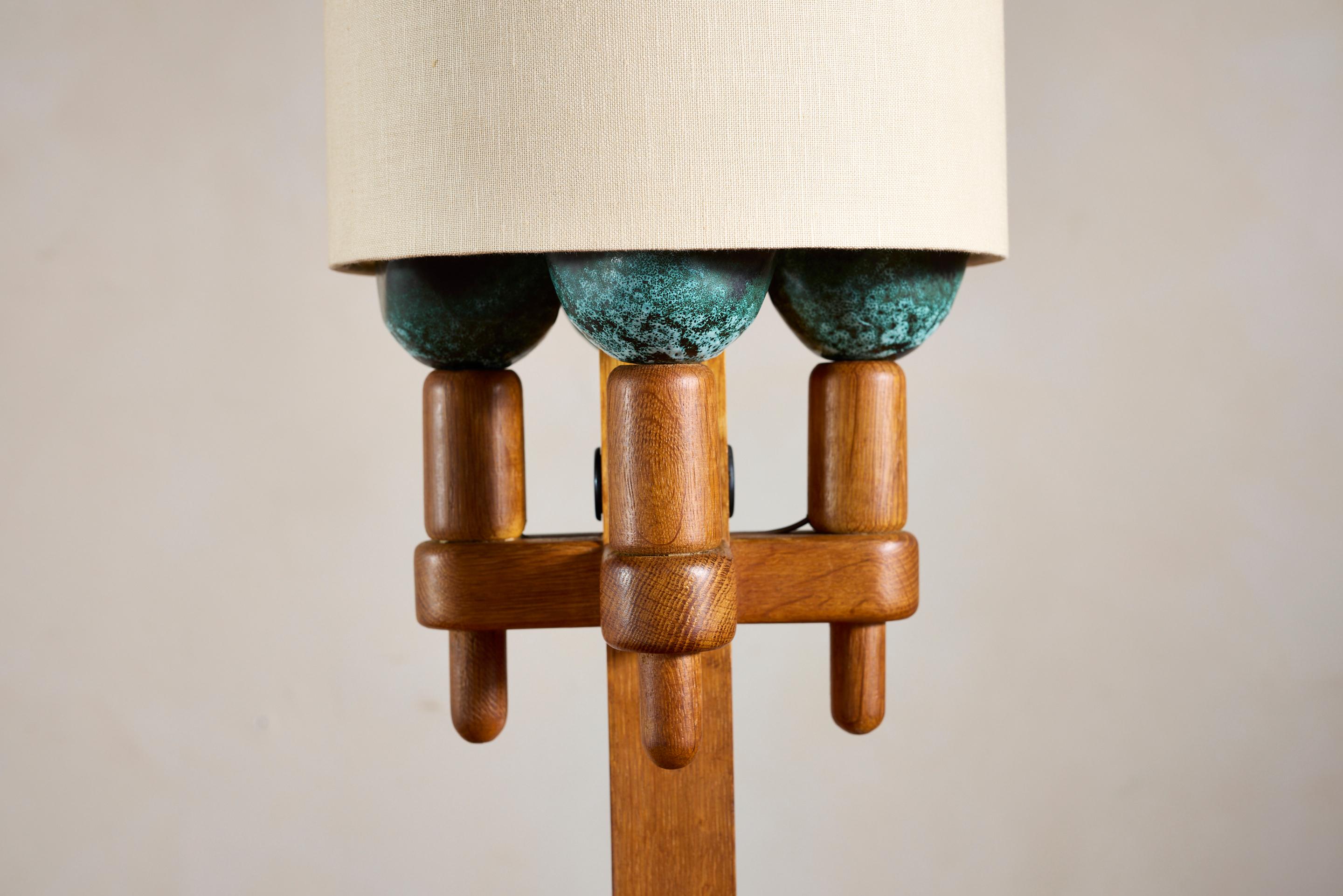Guillerme et Chambron Floor Lamp with Table w/ drawer For Sale 4