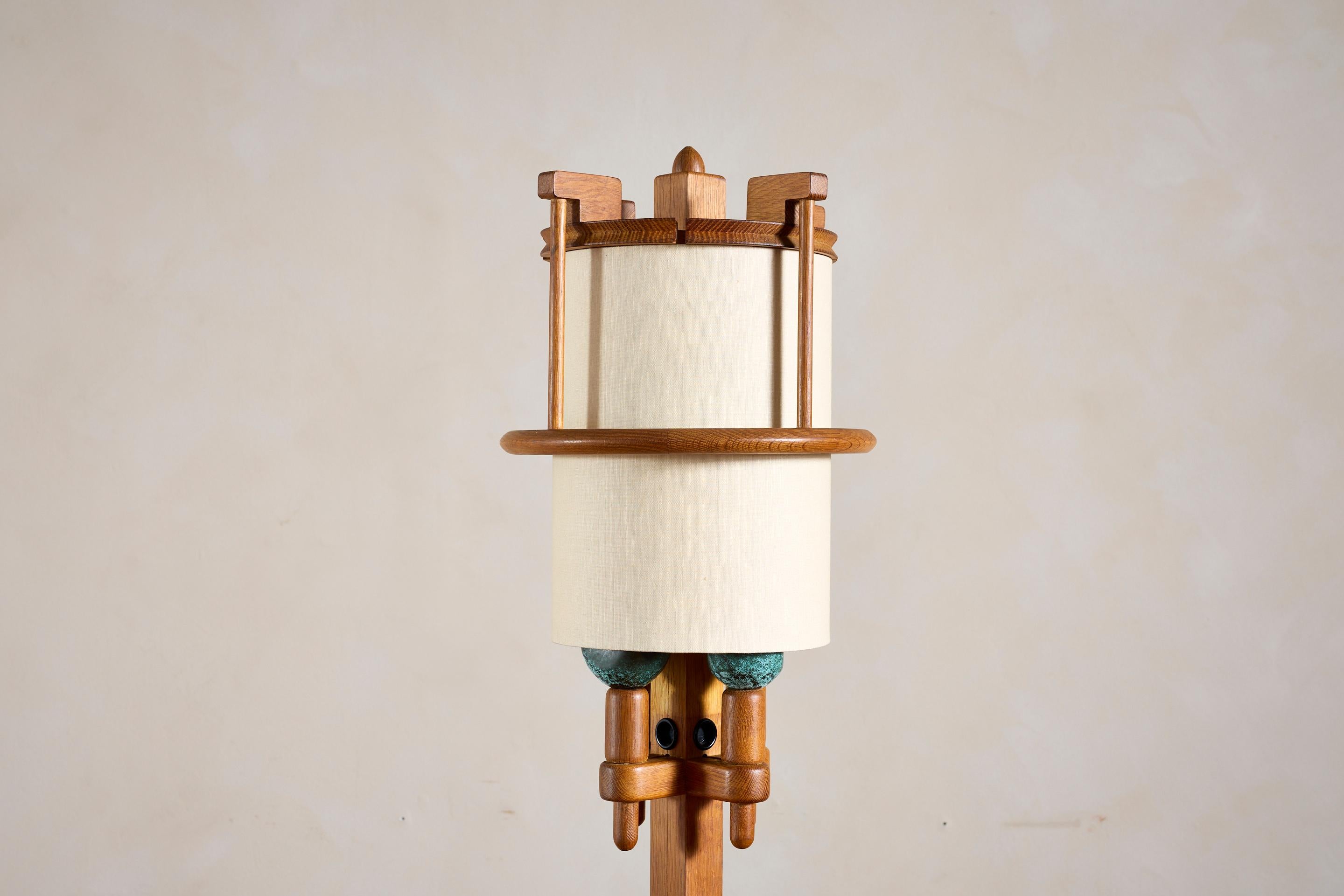 French Guillerme et Chambron Floor Lamp with Table w/ drawer For Sale