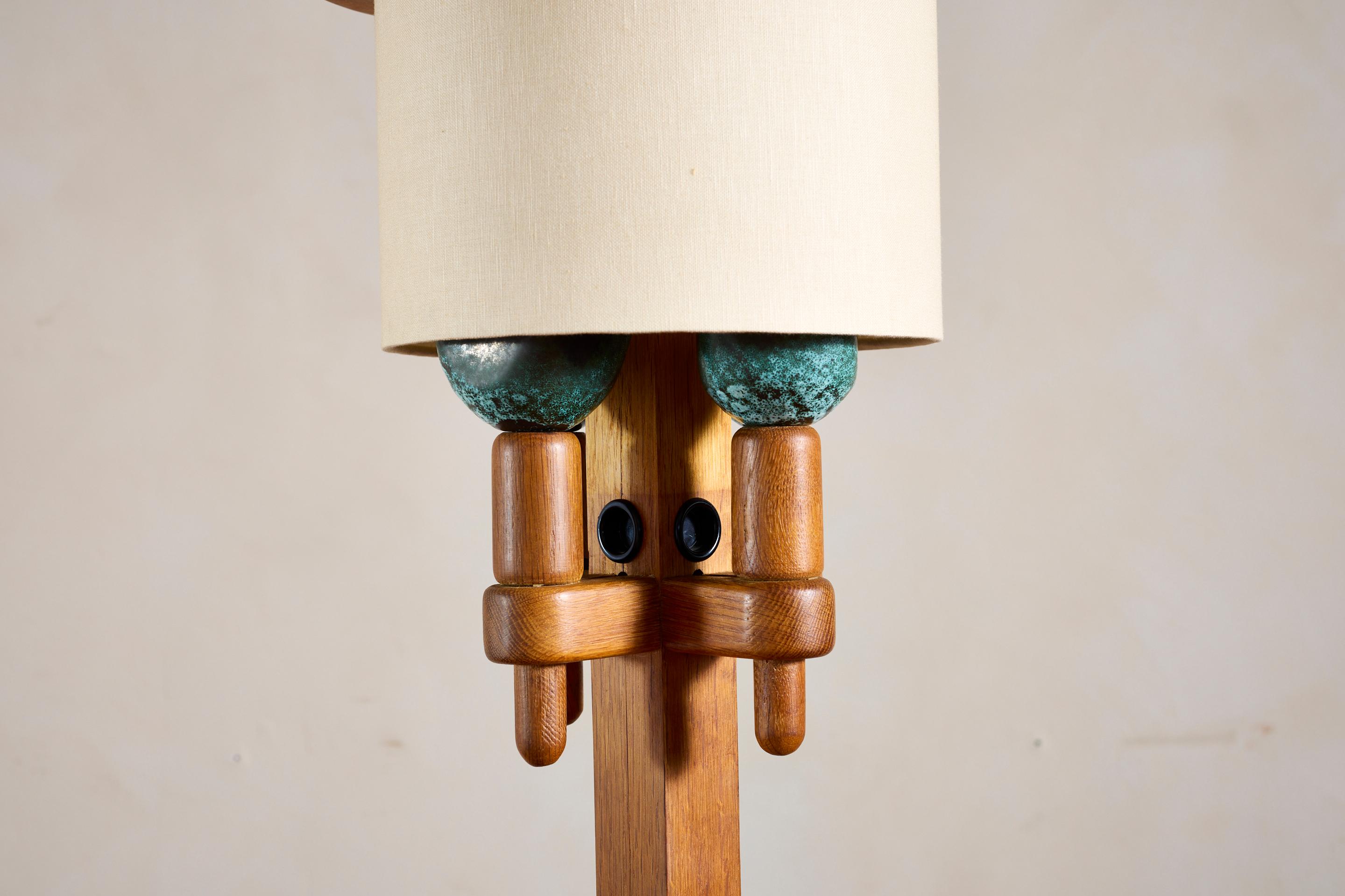 Guillerme et Chambron Floor Lamp with Table w/ drawer In Good Condition For Sale In Beverly Hills, CA