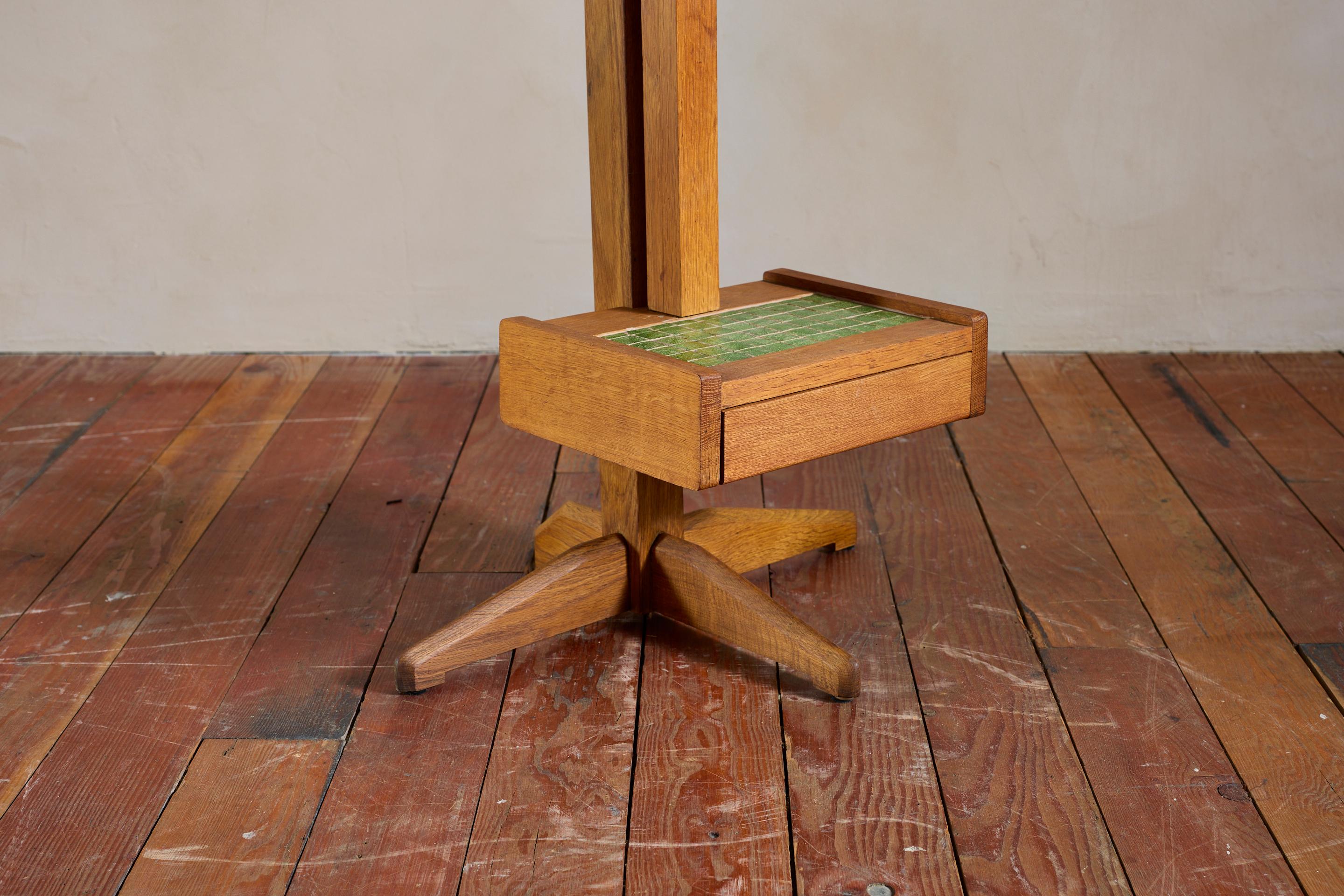 Ceramic Guillerme et Chambron Floor Lamp with Table w/ drawer For Sale