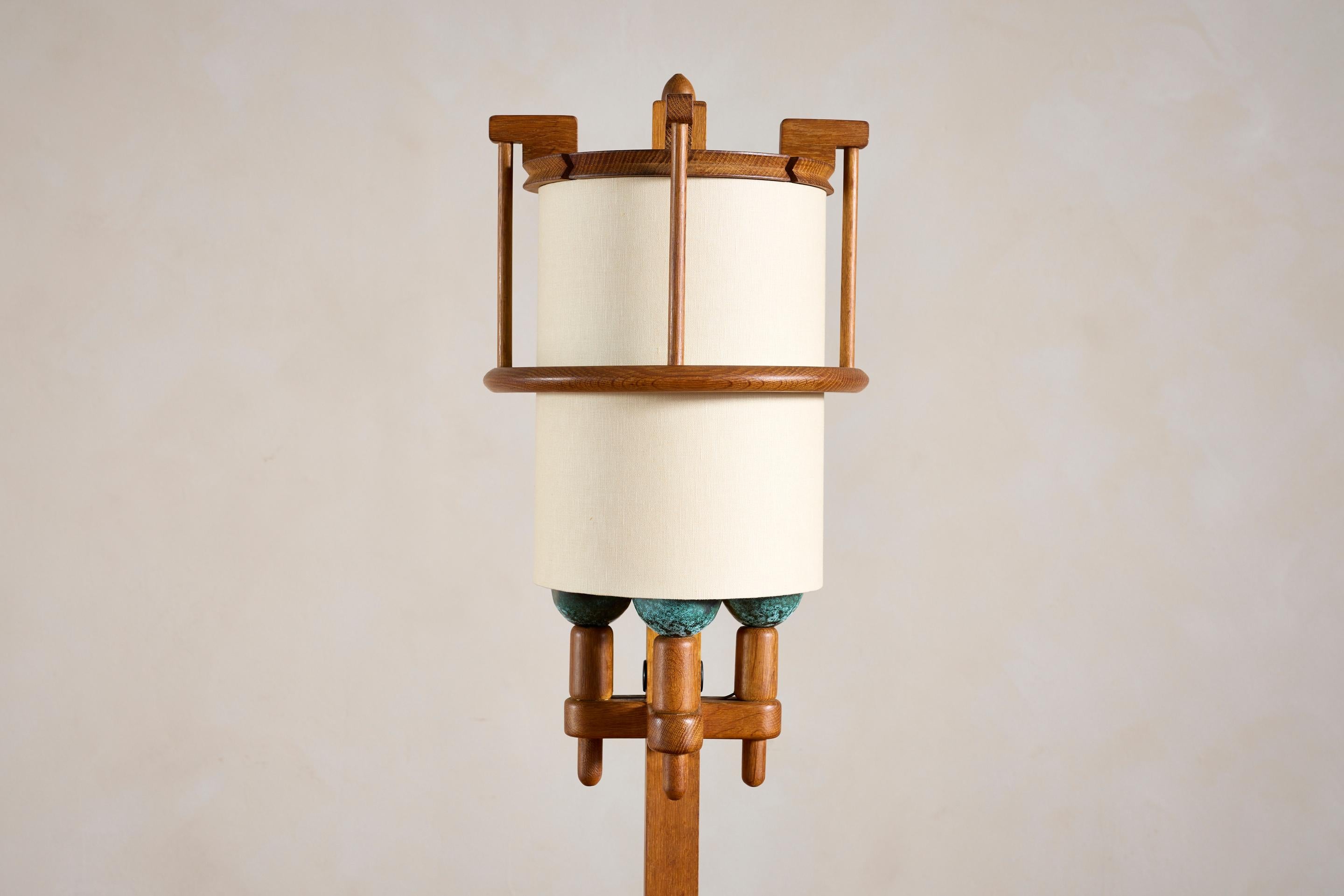 Guillerme et Chambron Floor Lamp with Table w/ drawer For Sale 3