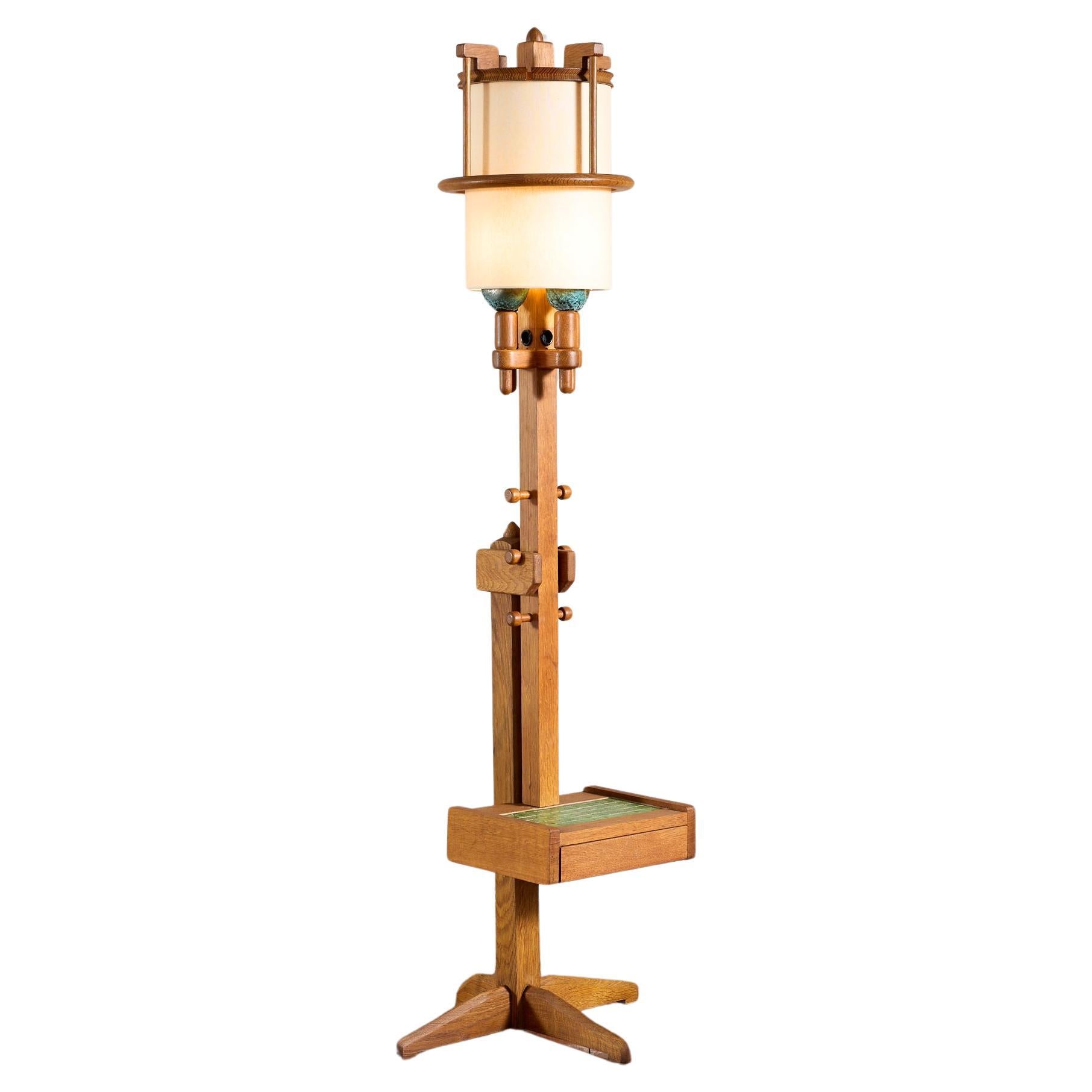 Guillerme et Chambron Floor Lamp with Table w/ drawer