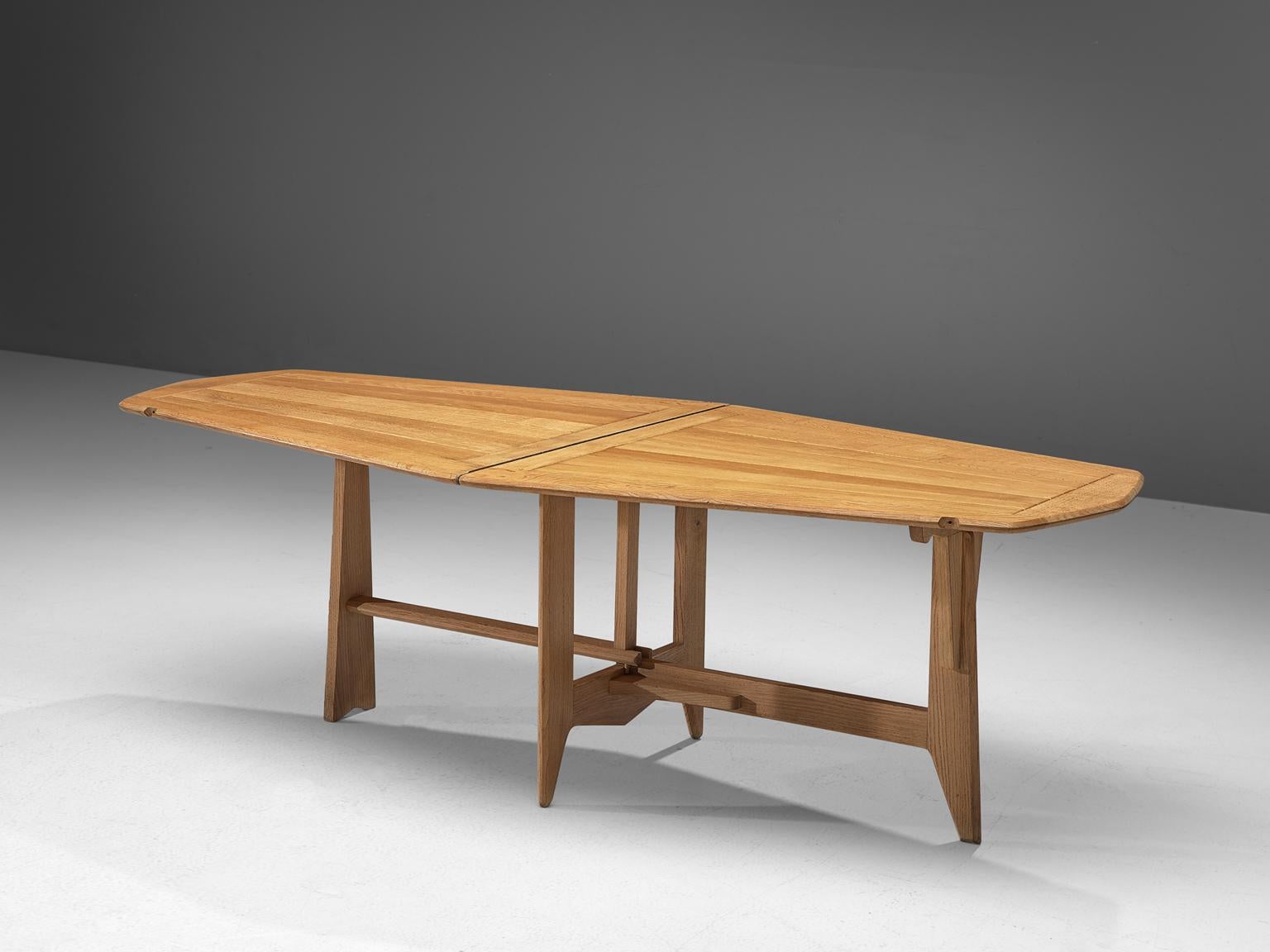 French Guillerme et Chambron Folding Dining Table in Solid Oak