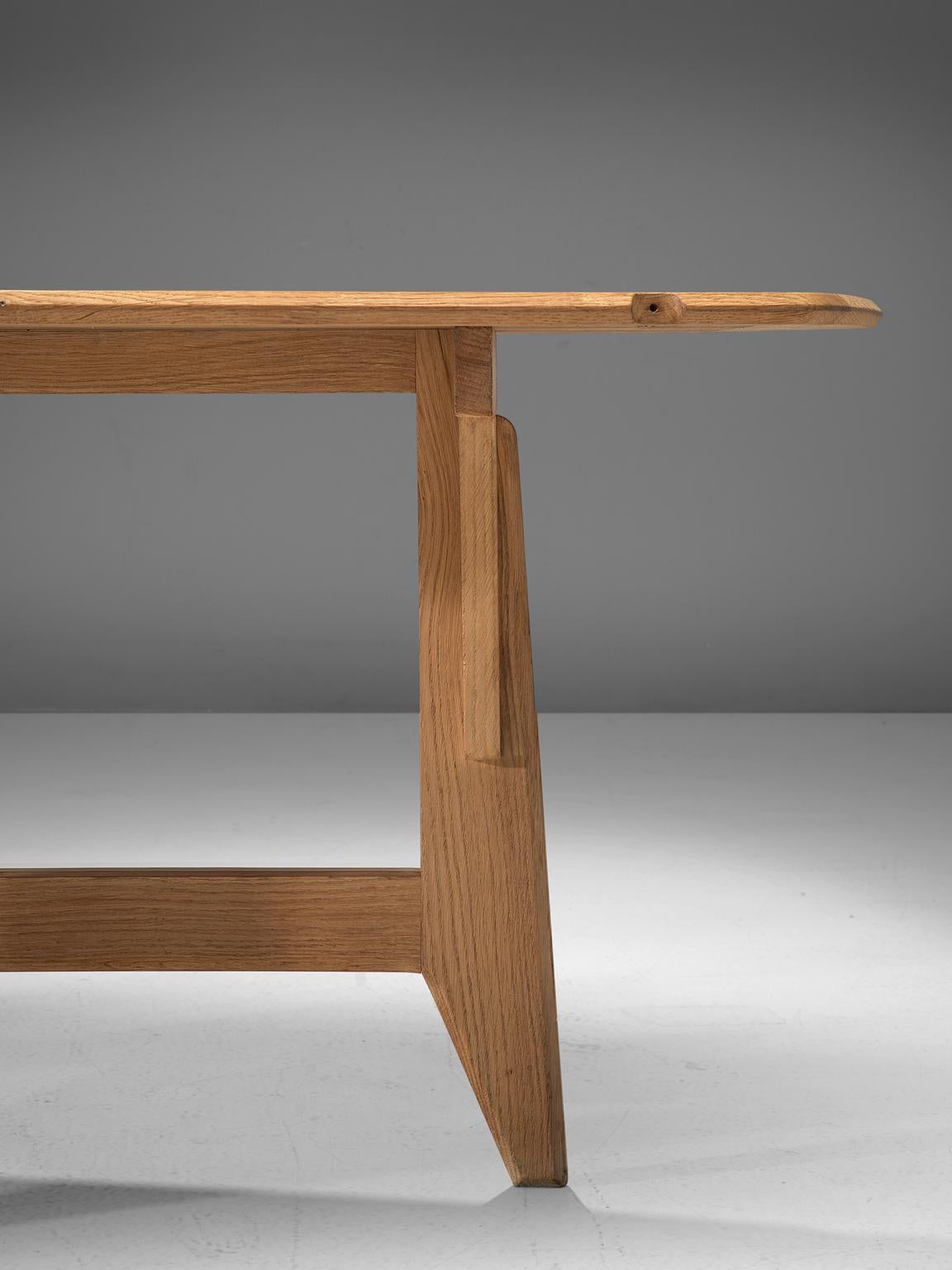 Mid-20th Century Guillerme et Chambron Folding Dining Table in Solid Oak