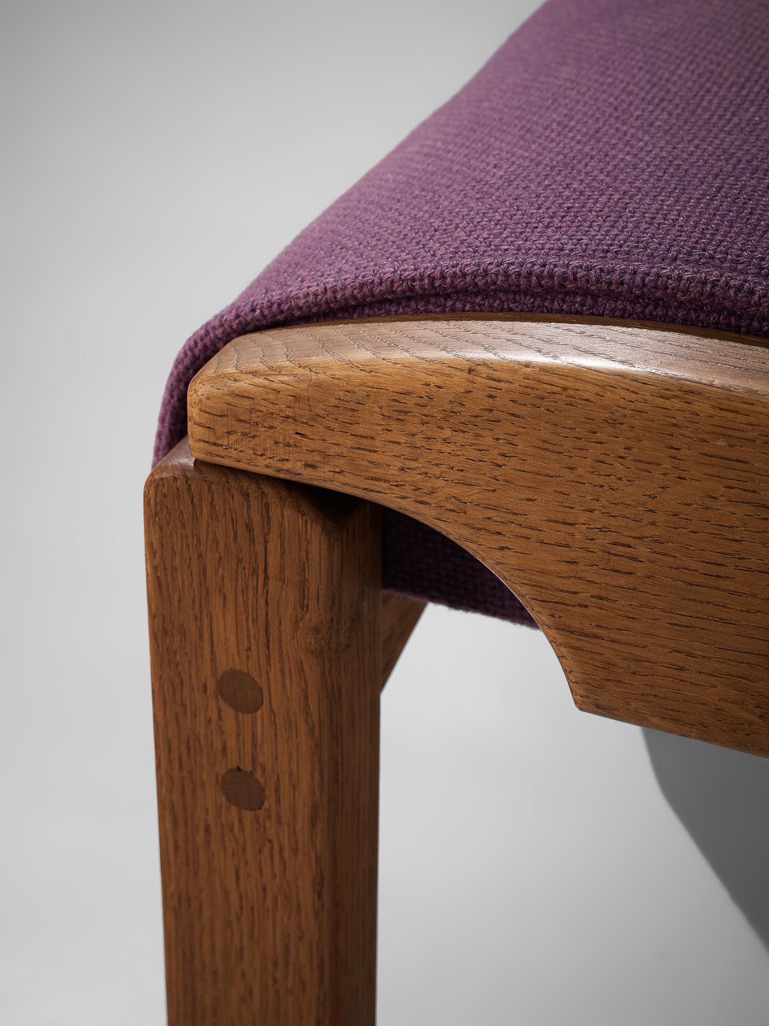 Fabric Guillerme et Chambron Footstool in Solid Oak