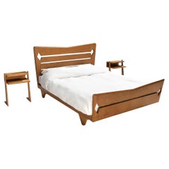 Guillerme & Chambron Double Bed with Night Stands in Oak